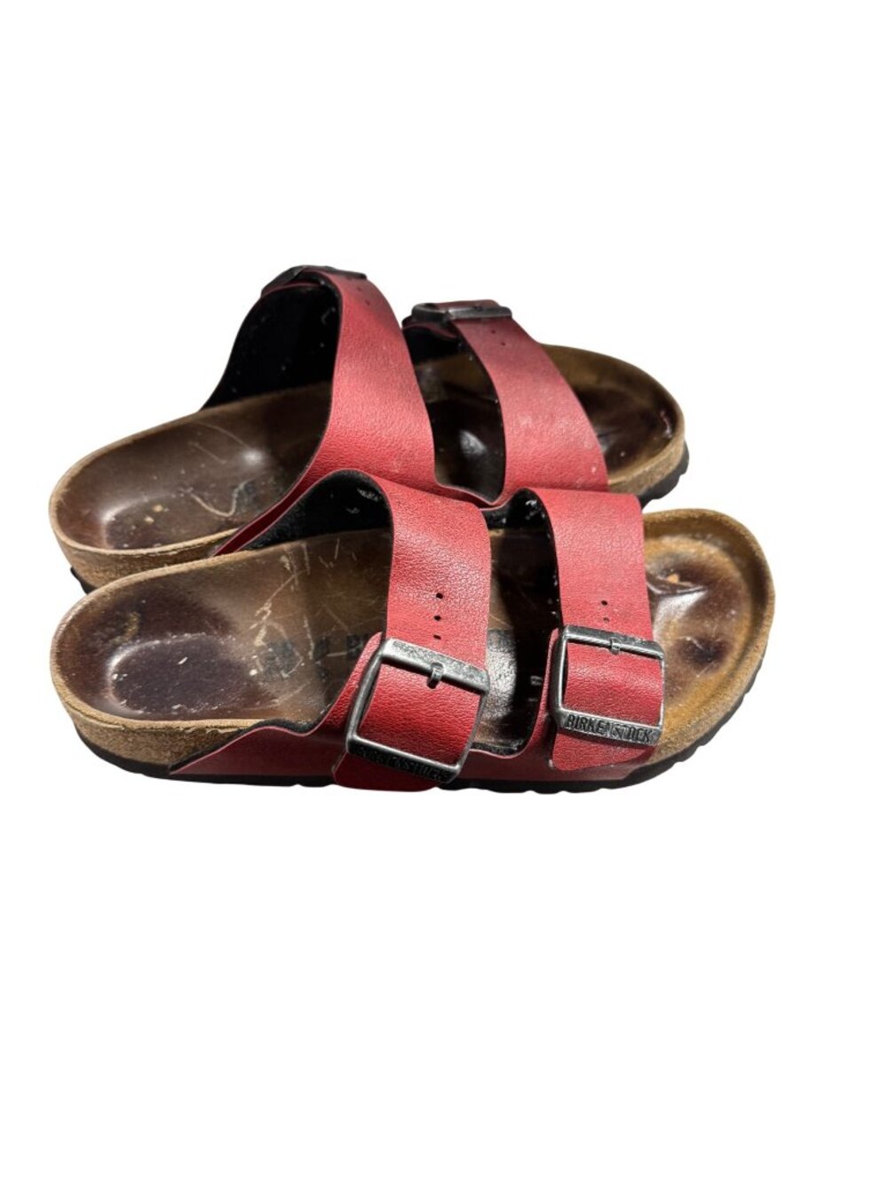 Birkenstock Women's Arizona Sandals Size 38 EU /US 7 Red  Leather Cork Footbed